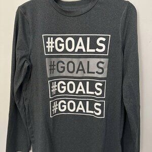 Rockets of Awesome GOALS long sleeve, midweight wicking T, size L (10/12)